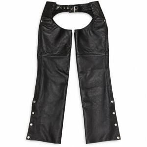 A1 Leather Black Heavyweight Motorcycle Riding Leather Biker Chaps XS